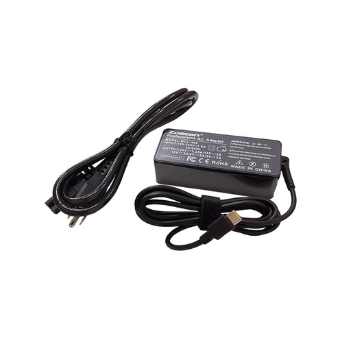 [ZOE-PSU-ADP-MCL960-WH-223] ZOECAN AC/DC Adapter Charger 65W USB-C / 5V, 9V, 12V, 15V, 20V @3A / Black