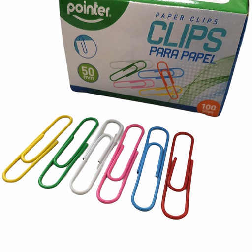 [POI-MSC-OFF-PC50MM100B-NA-323] Pointer PC-50MM-100B Colored Paper Clips - 100pcs