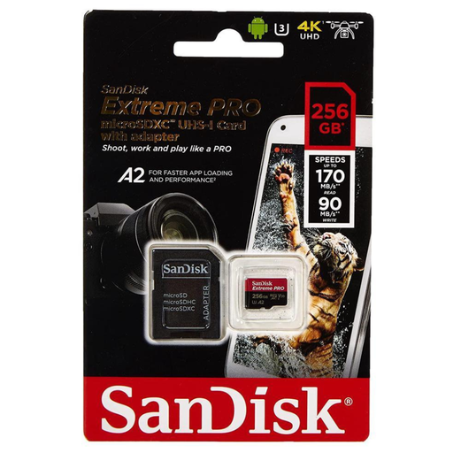 [SAN-MEM-MSD-SDSQXCD256G-BK-323] Sandisk Extreme Pro - MicroSDXC Memory 256GB / UHS-I U3 / Class10 / With Adapter 