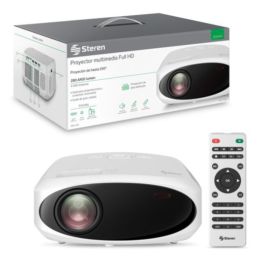 [STE-MUL-PRO-PRO400-WH-323] Steren PRO-400 Proyector Multimedia de FHD con 9000 Lumens