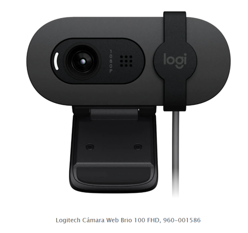 [LOG-ACC-WEB-960001586-BK-423] Logitech Brio 100 - FHD Webcam / 1080p / 720p / Negro