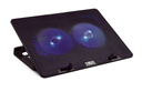 Xtech XTA-155 - Portable Aluminum Notebook Stand With Fan / Until 15.6" / 2x USB / Blue Led / Black