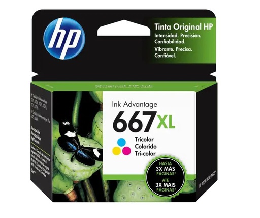 [HPE-PRT-INK-3YM80AL-TR-320] HP 667XL Tricolor Cartucho de Tinta 