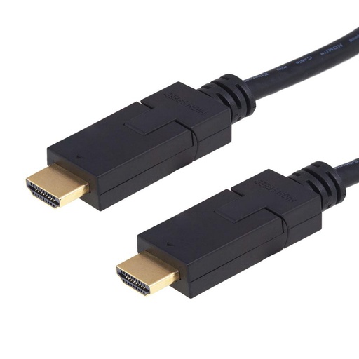 [ARG-MSC-ACC-CB1910-BK-124] Argom CB-1910 - Cable HDMI a HDMI con Cabezal Ajustable a 180° y Conectores Dorados 6ft - Negro