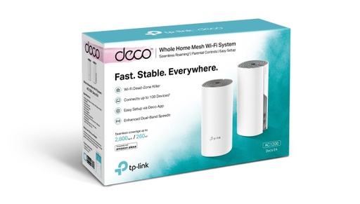 [NET-WIR-TPL-DECOE42PACK-WH-424] TP-LINK Deco E4 AC1200 Whole Home Mesh Wi-Fi System 2 Pack