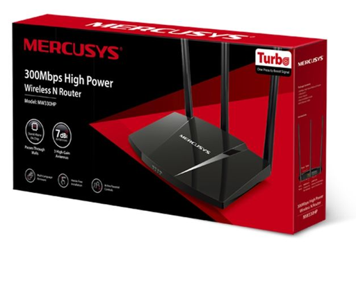 [MRS-NET-ROU-MW330HP-BK-125] Mercusys MW330HP  Router Inalámbrico N Mejorado / 300Mbps / Negro
