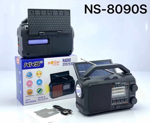 [ACC-ELC-NNS-NS8090S-BK-225] NNS NS8090S FM/AM Radio, Solar - Negro