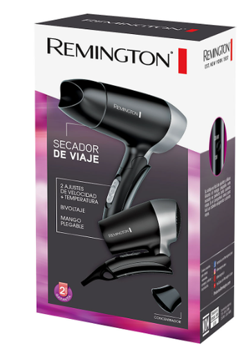 [RMT-MSC-ACC-D2400-BK-225] Remington D2400 Secador de Viaje con ajuste de 2 velocidad